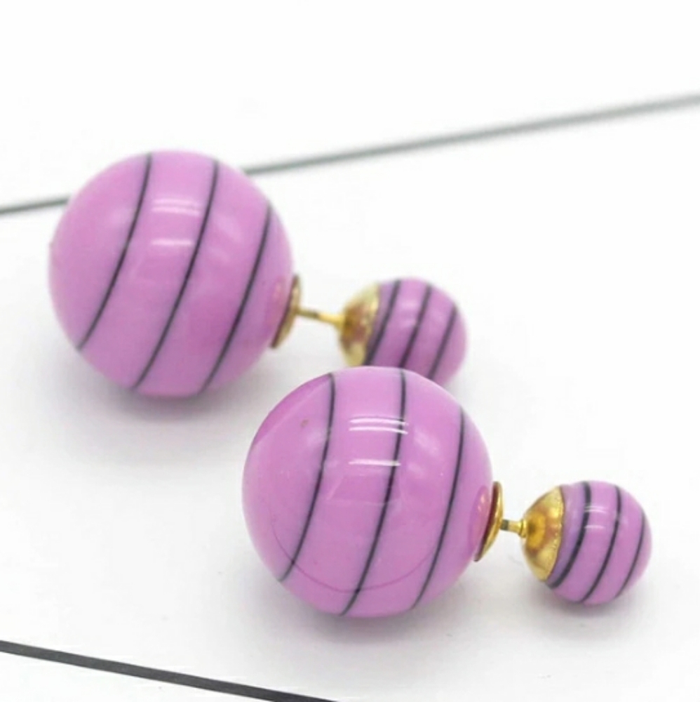 Violet Double-Side Swirl Ball Earrings